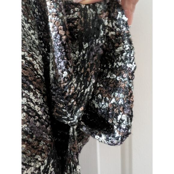 Baciano Boho Fringe Knit Cardigan Poncho Sweater Wrap Size S - Picture 4 of 6